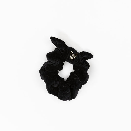Women's Quilted Black Noir Velvet Oversized Scrunchie