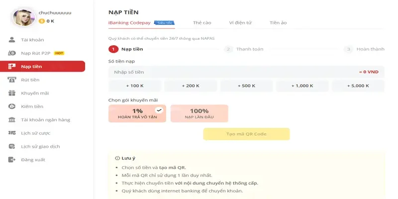 Hướng dẫn cách nạp tiền trên trang chủ nhà cái May88