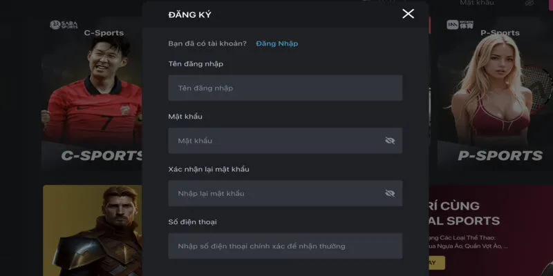 Quá trình đăng ký Nbet trên PC